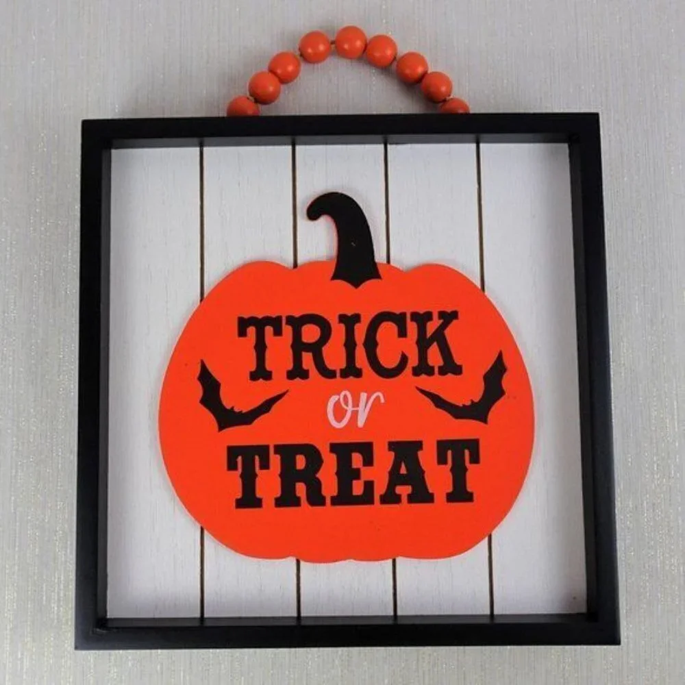 New Halloween Trick or Treat Wooden Decor Art Sign